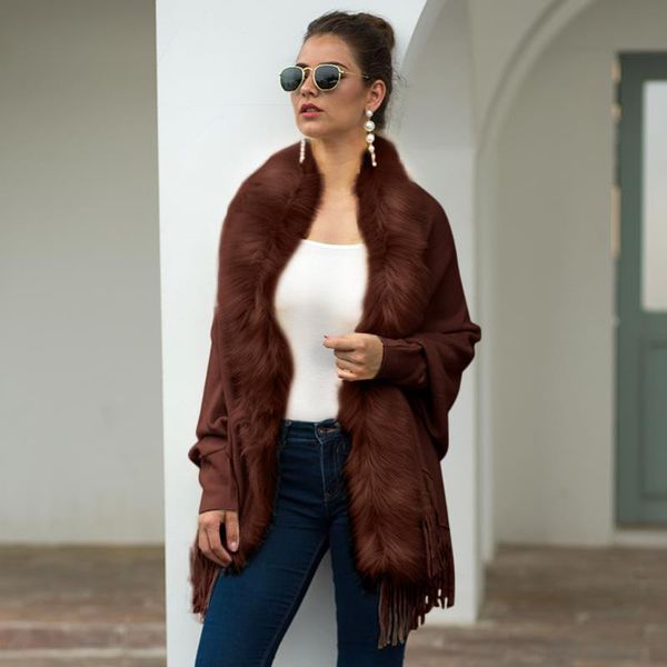 

2020 new design waistban dess winter poncho fashion winter poncho regular knitted cashmere capes shawl cardigans sweater coat, Black;brown
