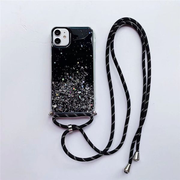 

glitter bling shoulder strap phone cases for iphone 12 pro max 11 x xr xs 8 phone cases soft tpu