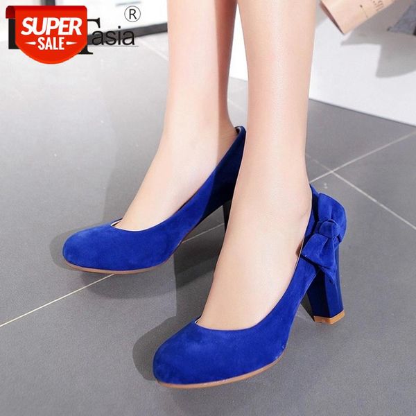 

doratasia ladies elegant solid flock pumps sweet high heels butterfly-knot pumps women concise shallow heeled shoes woman #aw3w