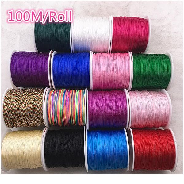 

100m/roll 0.8mm green nylon cord thread chinese knot macrame cord bracelet braided string diy beading thr qylimz