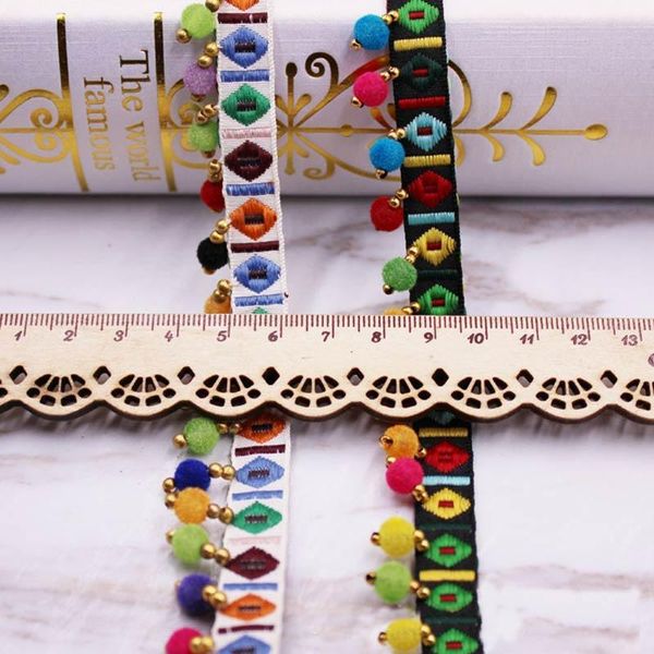 

1yards lot pompom fringe trim fabric tassels fringe lace trimmings with pompom for curtains decoration diy sewing accessories h wmteua