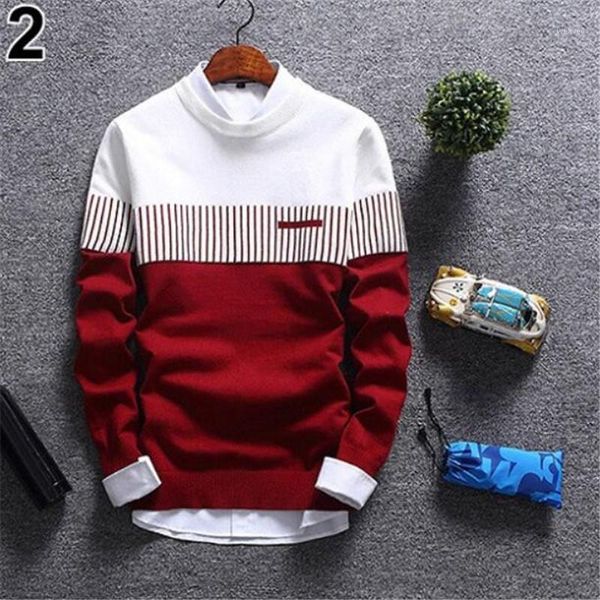 

men's autumn fashion casual strip color block knitwear jumper pullover sweater1, White;black