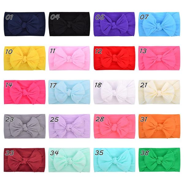 

1 шт. turban bows оголовье для девочек девушки 6,1 дюйма headwrops эластичные малыши головные уборы детские волосы аксессуары для волос мягк, Slivery;white