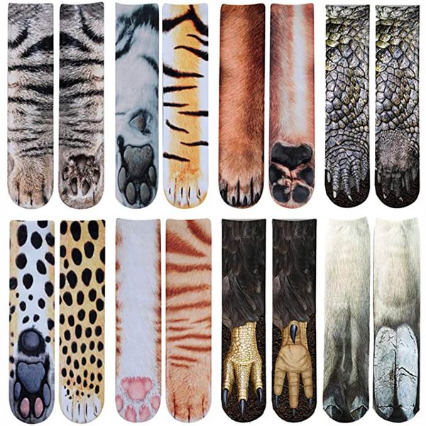 

animal paws socks novelty animal socks 40cm crazy 3d cat dog tiger paw crew socks christmas funny gift for women men, Black