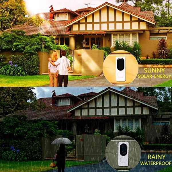 

solar wireless doorbell home digital waterproof doorbell elderly caller us plug1