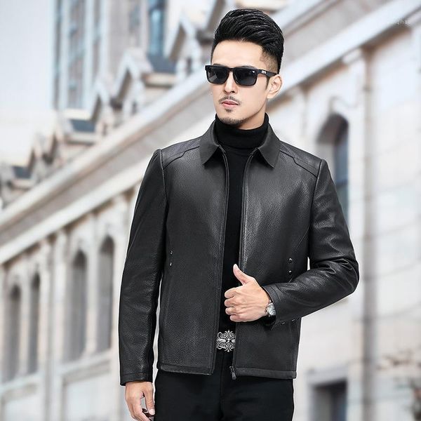

head layer deer skin semi integrated leisure short leather jacket spring and autumn new manufacturers direct sales1, Black