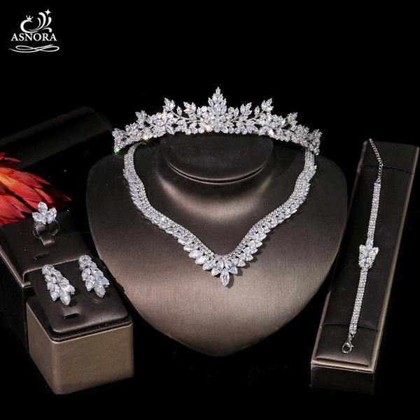 

asnora female jewelry set, shiny crystal wedding dress accessories birthday party dress jewelry, Silver