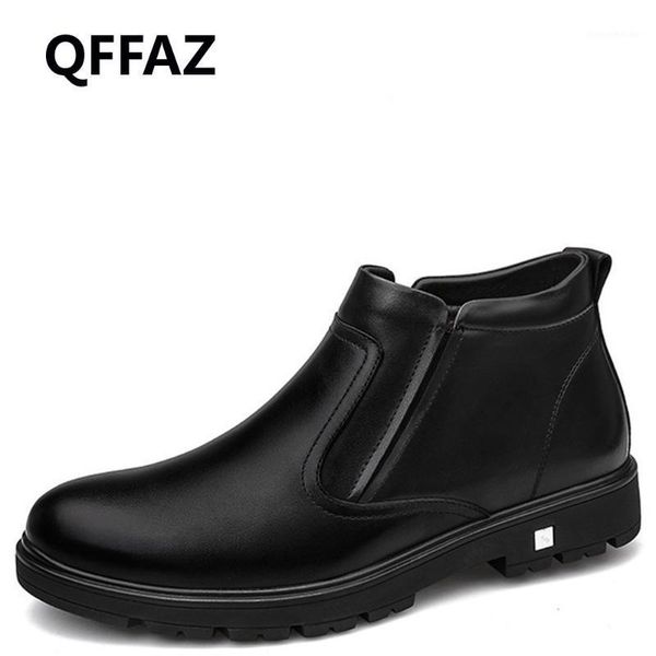

boots qffaz men warm plush winter footwear mens black leather shoes ankle business dress cotton inside shoes1
