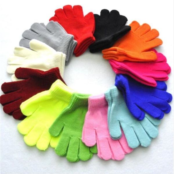 

winter children stretchy warm magic kid's boys or girls knit gloves 7 to 11 years 12 random color