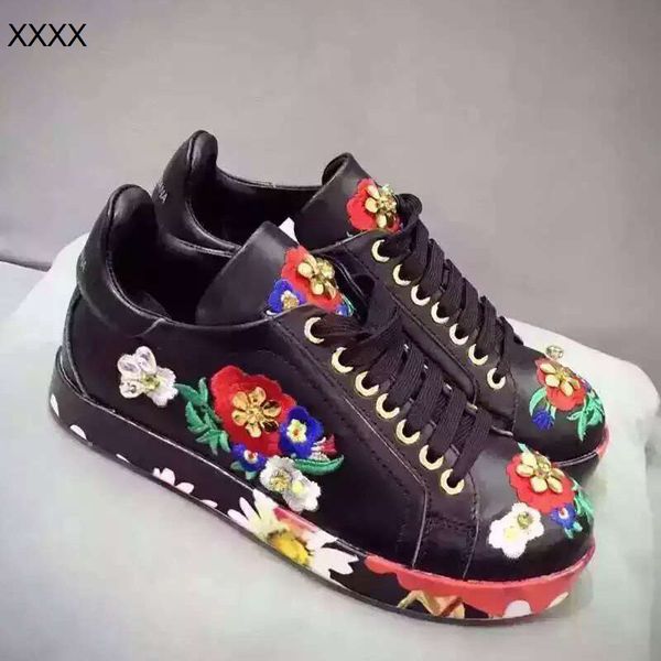 

621 34 black white flower sequins genuine leather shoes vogue runway d casual floral