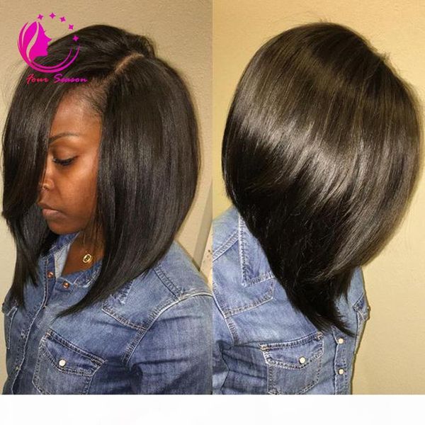 

human hair full lace bob wig brazilian virgin hair lace front wig unprocessed glueless short bob straight wigs for black women stock, Black;brown