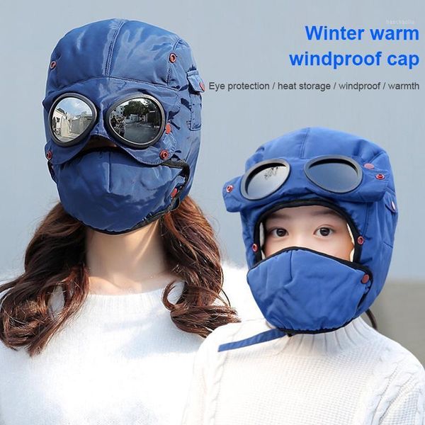 

cycling caps & masks winter balaclava men and women warm cap original design hats for kids waterproof hood hat with glasses1, Black