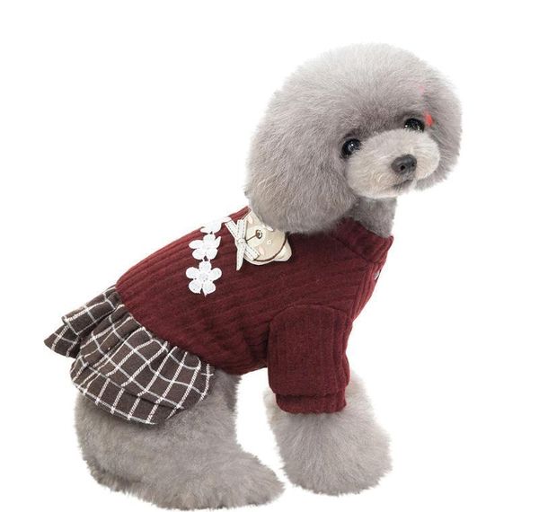 

new fashion pet elegant skirt autumn and winter keep warm cat dog clothing plaid skirt cat and do qylsyk xhlight