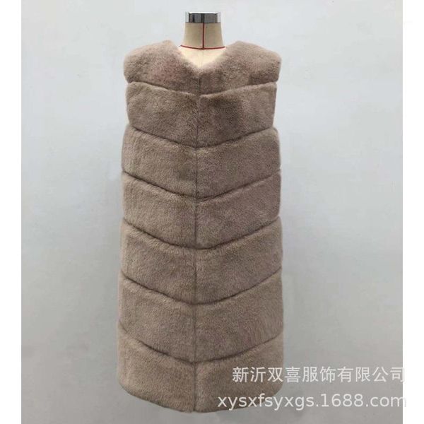 

vest mid-length korean fashion slimming reversible plush teddy bear faux fur coat women jacket women jacket1, Black