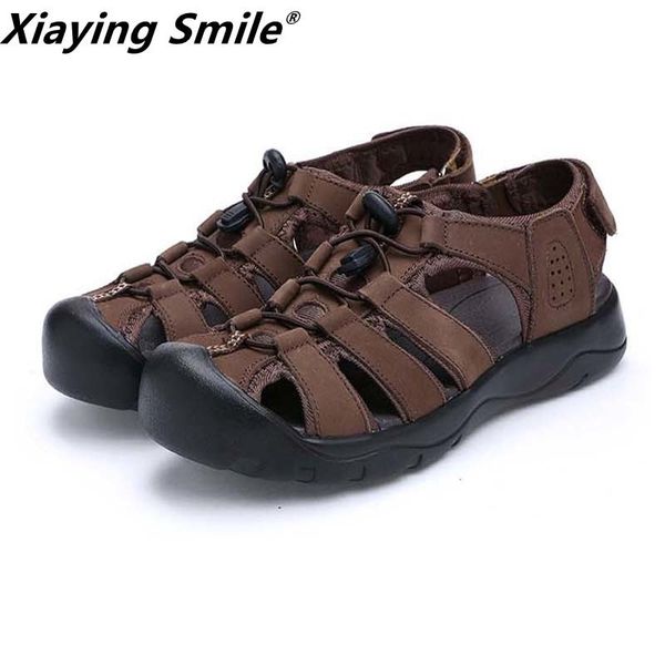 

luxury new fashion summer shoes cow leather men sandals mens casual shoes non-slip rubber soles beach shoe m t200420, Black