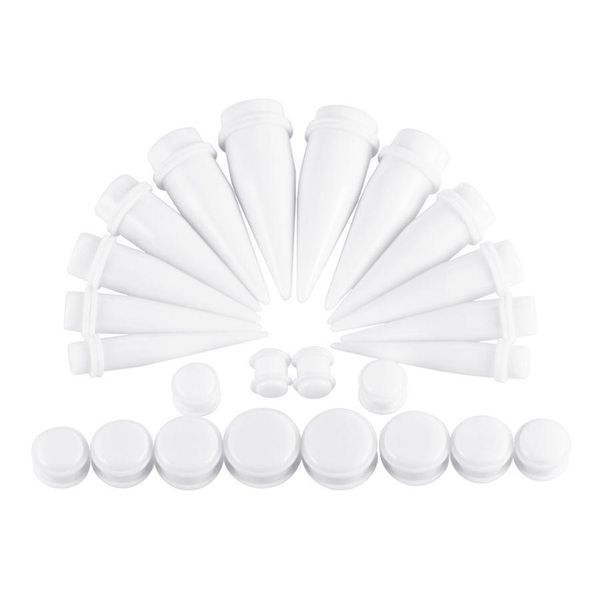 

24pcs/lot black acrylic big gauges kit spiral ear taper tunnel plug ear stretching expander kit body piercings jewelry 10-20mm q bbyshb, Silver