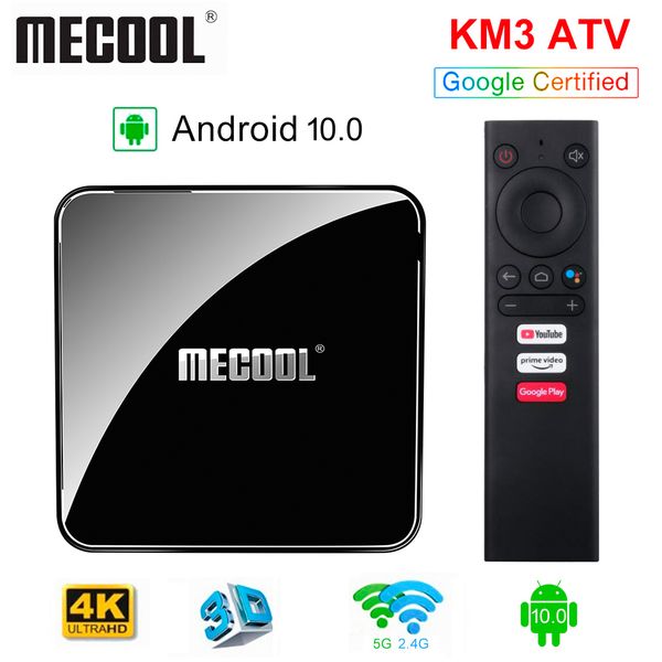 

google certified androidtv tv box km3 atv android 10.0 4g/64g amlogic s905x2 bluetooth controller 2.4/5g wifi streaming 4k media player