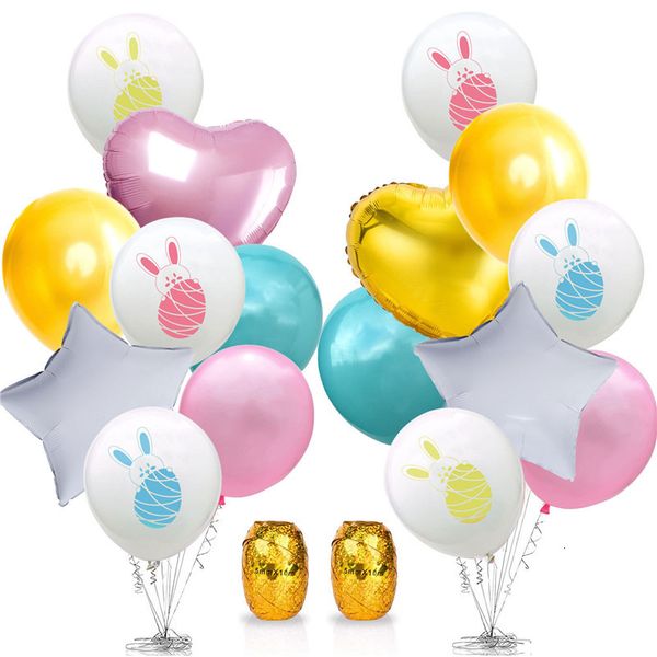 

theme rabbit bunny balloon printed latex heart star foil balloons easter festival party decoration