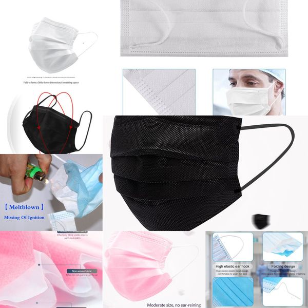 

disposable black blue in face stock masks pink mask with elastic ear loop 3 ply breathable dust 9ik7 4q2u7