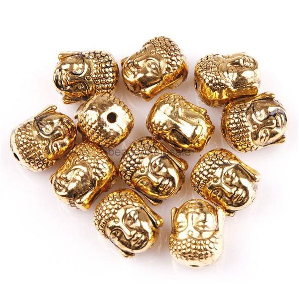 

20pcs 10x8mm tibetan silver tone buddha spacer metal beads goldsilver beads for needlework charms for bracelet jewelr jlltvq, Black