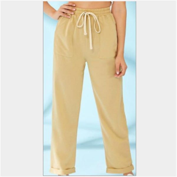 

fashion pants elastic waist pants women high waist loose straight casual female korean trousers women khaki1, Black;white