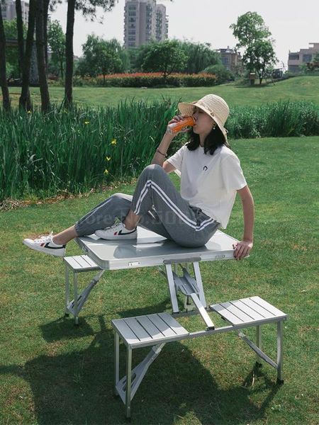 

folding outdoor table stalls push the exhibition industry portable folding simple picnic small table dining and chairs1