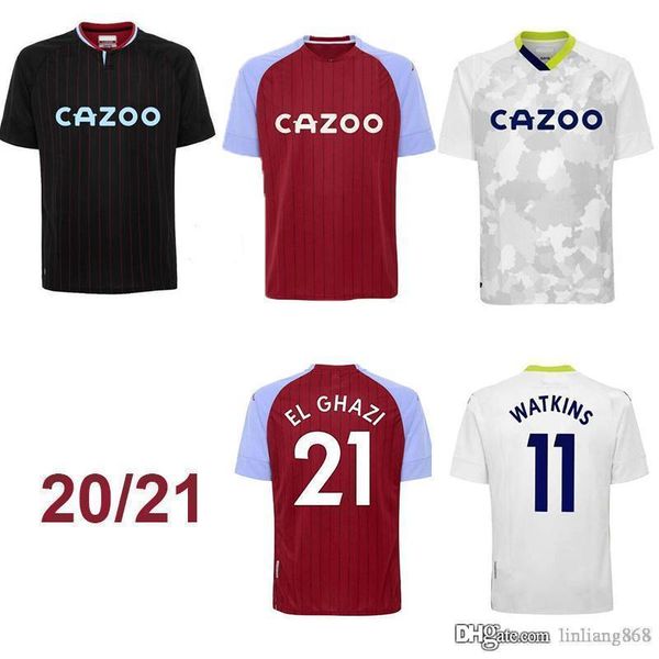 

new 20 21 aston villa men soccer jersey wesley grealish kodja 2020 2021 el ghazi chester mcginn jugador football shirts, Black
