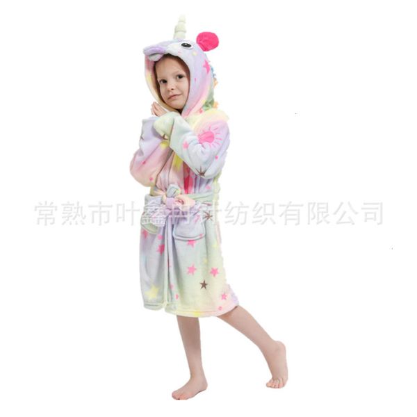 

tianma new spring autumn cartoon unicorn children's bathrobe hooded flannel pajamas xyb0, Blue;red