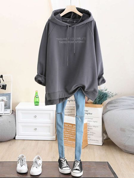 

ter 2020 women's plush thickened large korean loose student ins hoodie, Black