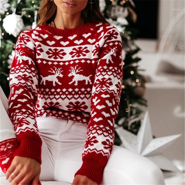 

women christmas sweater ladies autumn winter snowflake print knitted pullover women casual long sleeve o-neck jumper sweaters1, White;black