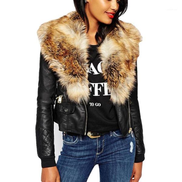 

women fashion plus size jacket coat silm elegant solid long sleeve casual loose fur neck zipper pockets coat jacket #1121, Black;white