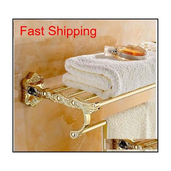 

luxury gold brass bathroom towel shelf exquisite carved towel qylieq toys2010