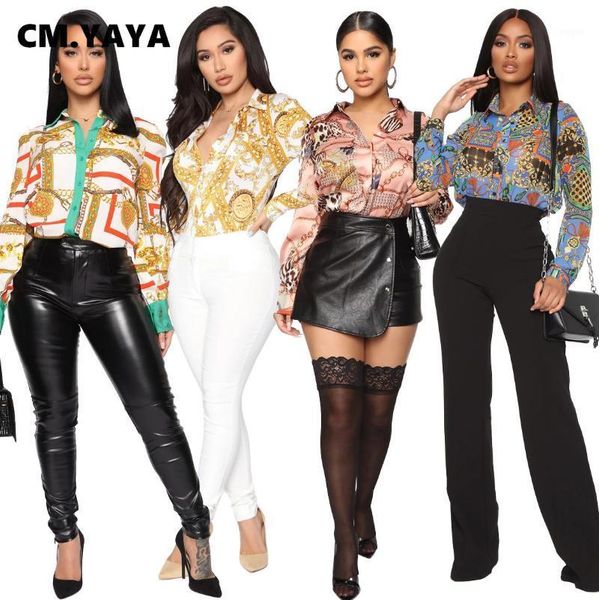 

cm.yaya women autumn vintage paisley long sleeve blouse streetwear fashion button up shirts 1, White