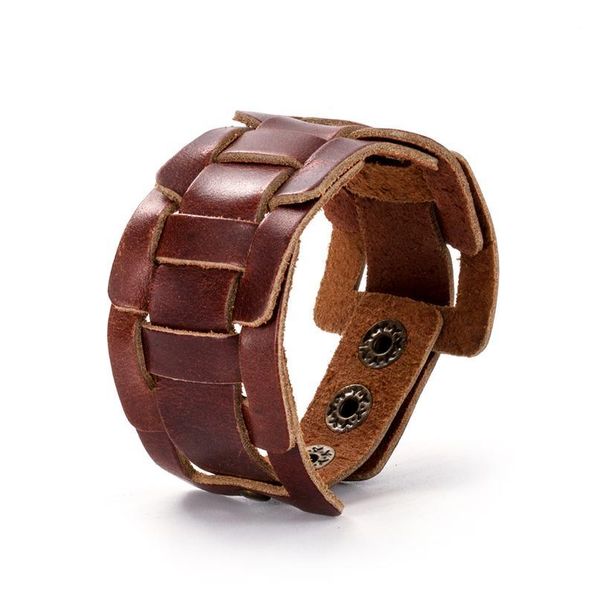

eif dock hight quality wide belt genuine leather charm bracelet for men motorcycle rider punk male wristband wrap b qylvgw