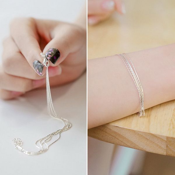 

factorysm6pbracelets sterling silver multilayer elegant fashion wedding s925 bracelet for women sterling-silver-jewelry, Golden;silver