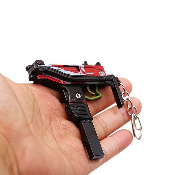 

weapon cross go game keychain uzi-gun pubg cs pendant keyring folding gun model key chain men women souvenir gifts, Silver