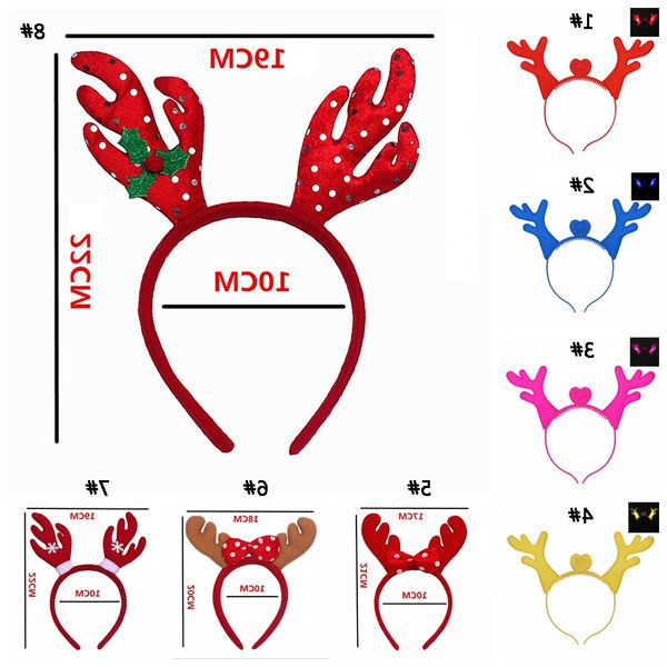 Carino natale fascia di natale Santa Snowman Bear Deer Horn Adulto Capretto Adulto Casello Regalo di Natale Xmas Glow Toy Christmas Capelli Accessori per capelli all'ingrosso