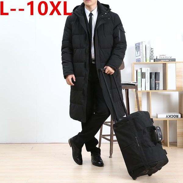 

men's down & parkas 8xl 6xl 5x winter 10xl long warm casual coat medium-long windproof thickening hat jacket parka men, Black