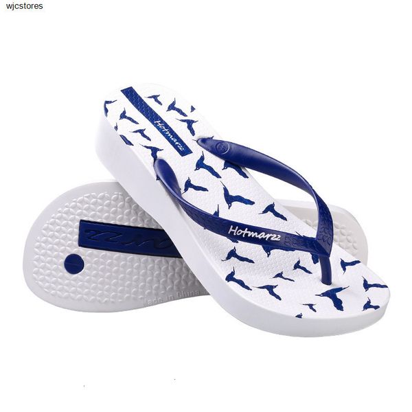 

women flops wedge for style printing flip 2d non-slip outsole environmental pvc beach slippers