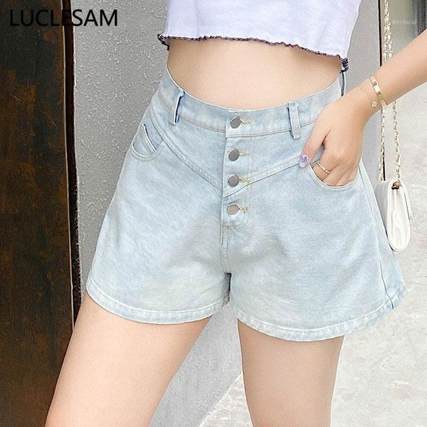 

korean style color short jeans women 2020 summer fashion shorts jeans feminino high waist thin denim shorts gary blue plus size1