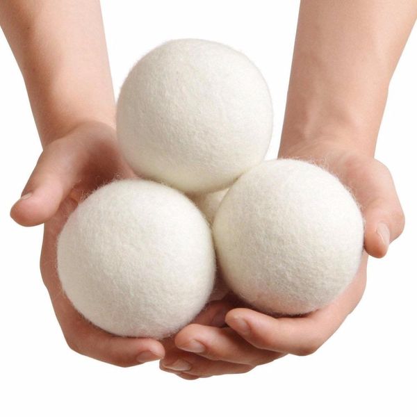 Sfera per lavanderia riutilizzabile da 7 cm Balli naturale in tessuto organico sferico sferico di lana premium.