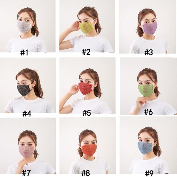 

women protective masks rhinestone designer bling face dustproof washable reuseable facemask fashion party mouth ma