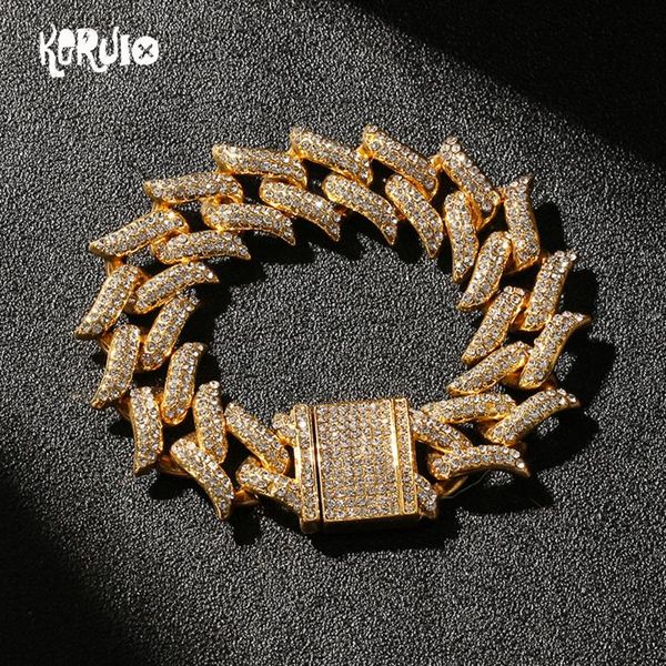 

charm bracelets shine cuba chain bracelet hip-hop rock cubic zirconia male jewelry heavy fashion gift chic motorbike, Golden;silver