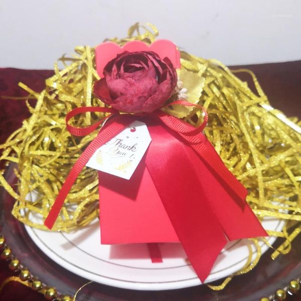 Подарочная упаковка 20 шт. Приезжает красная розовая полоса цветочные конфеты коробки с ленточными цветами шоколадный свадебный любитель вечеринки.