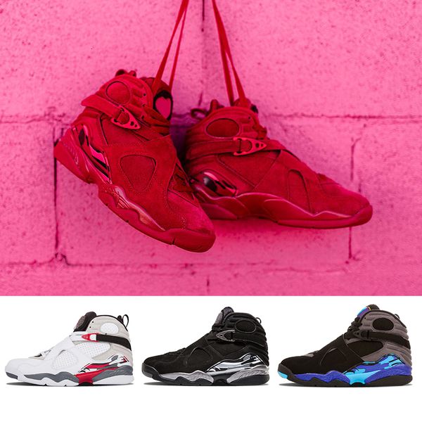 

new arrival valentine's day red 2019 8 vii 8s men basketball shoes aqua chrome countdown pack mens outdoor sports sneakers 8-13, Black