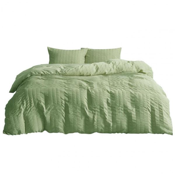 

bedding sets 3pcs seersucker home decor gift washable  size accessories quilt cover pillowcase set ultra soft solid modern