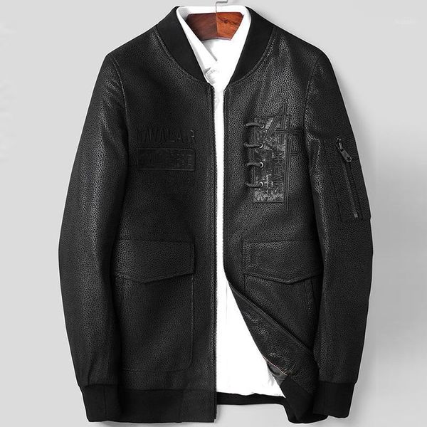 

2020 new genuine leather jacket men leather jacket coat sheepskin casual mens bomber mx10011, Black
