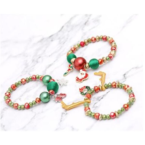 

tree hand-woven bracelet new red father christmas snow bell beaded bracelets gifts 472, Black