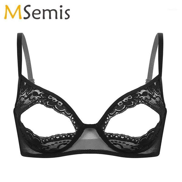 

women lingerie bras soft sheer lace floral adjustable spaghetti shoulder straps nipple split bralette wire-unlined bra, Red;black