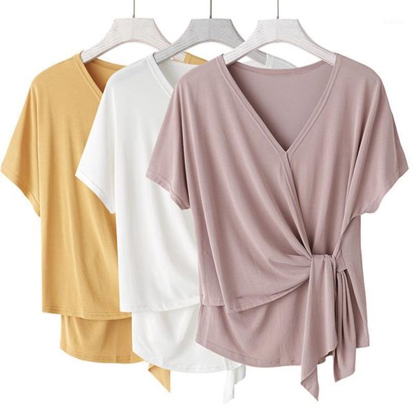 

women v-neck new design cotton blouse short sleeve office ladies basic 2020 summer casual solid female plus size -6xl1, White
